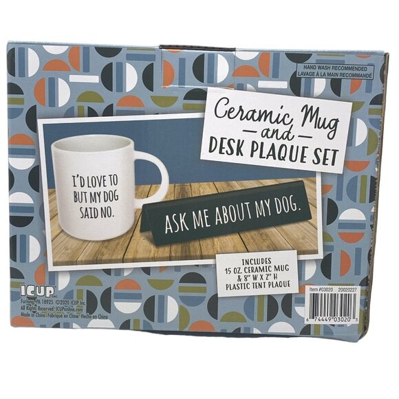 Dog Lovers Coffee Mug and Desk Plaque Set I'd Love To But My Dog Said No - Picture 2 of 3